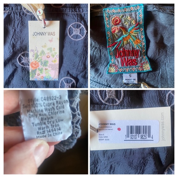 Johnny Was NWT Baez Salacia Open Eyelet Embroidered Boho Kimono Sz small - Picture 8 of 9